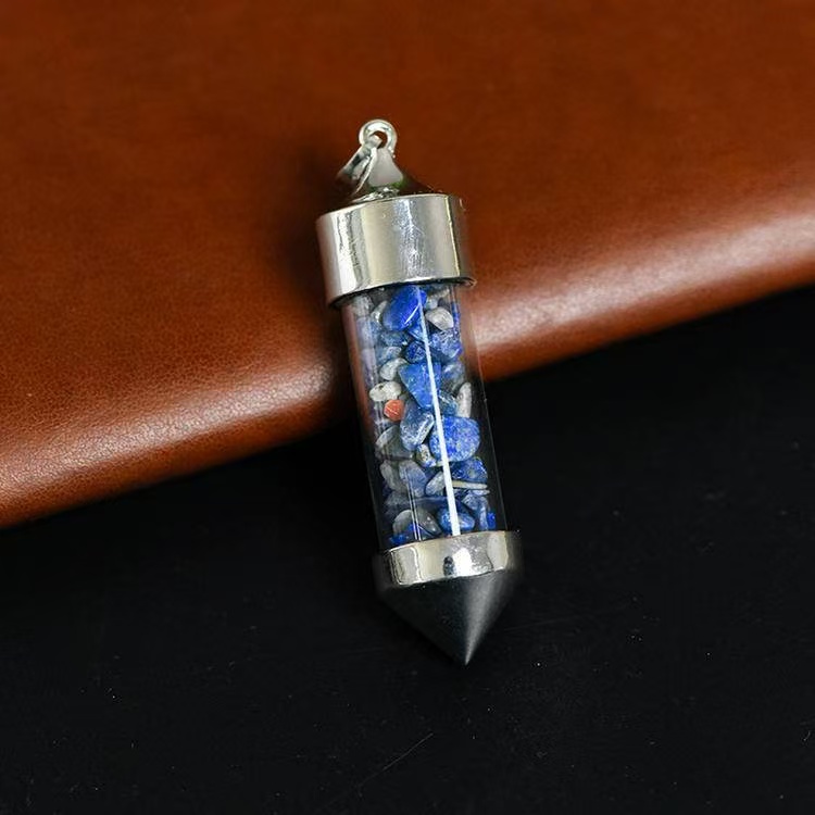 Bullet Shaped Crystal Chip Wishing Bottle Pendant