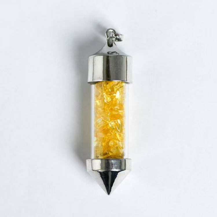 Bullet Shaped Crystal Chip Wishing Bottle Pendant