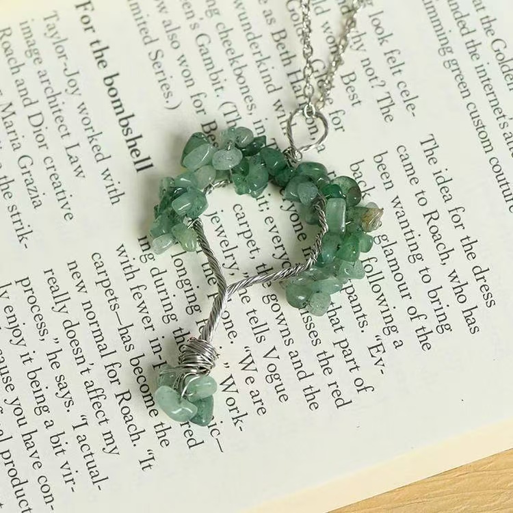 Handmade Wire Wrapped Crystal Stone Tree Pendant - Chakra Healing Decor