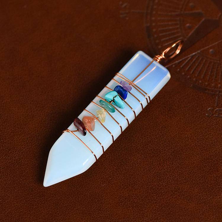 Wrapped Seven Chakra Arrow Pendant