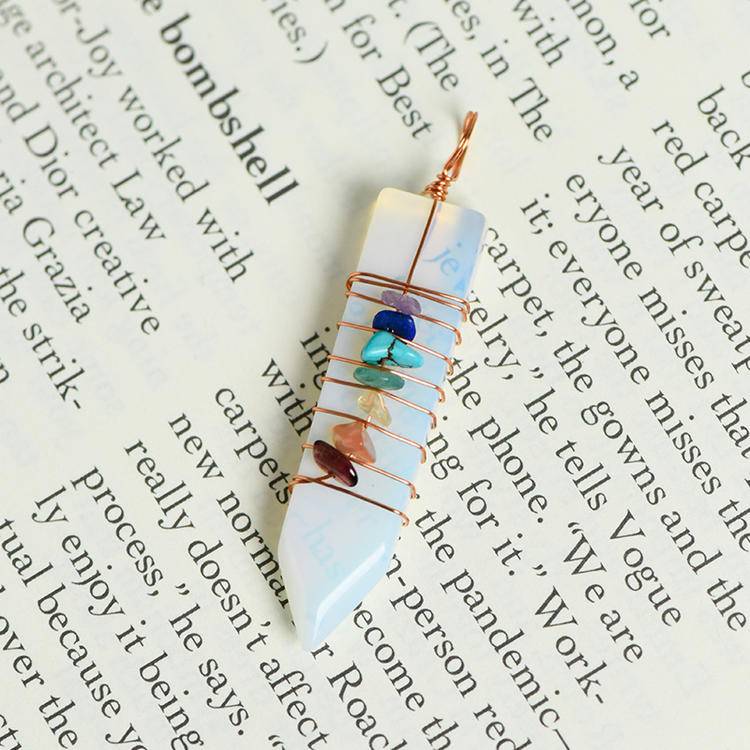 Wrapped Seven Chakra Arrow Pendant