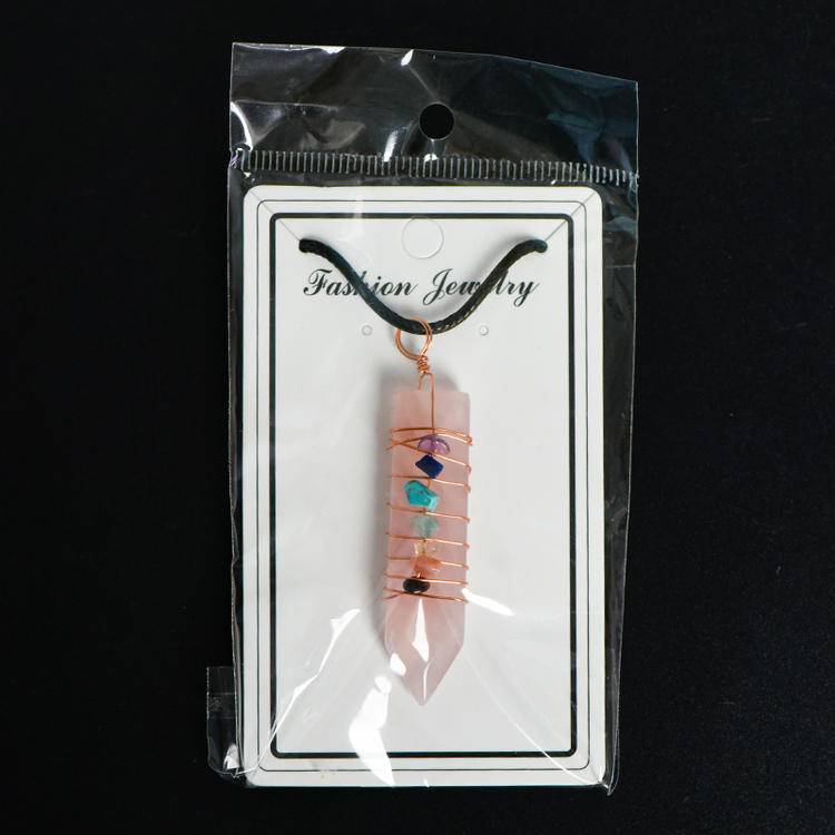 Wrapped Seven Chakra Arrow Pendant