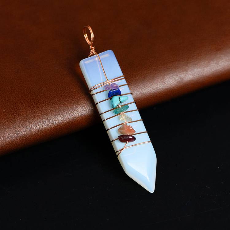 Wrapped Seven Chakra Arrow Pendant