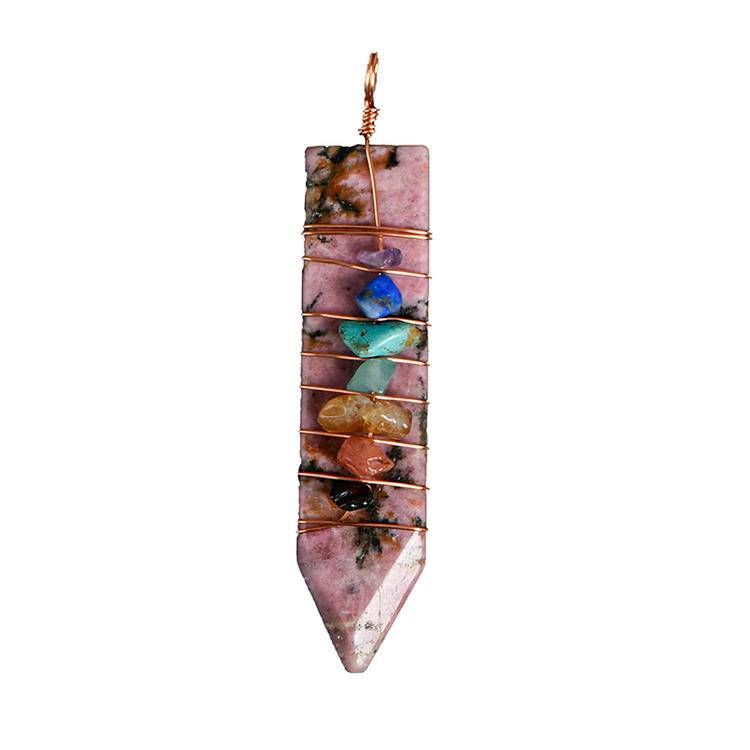 Wrapped Seven Chakra Arrow Pendant