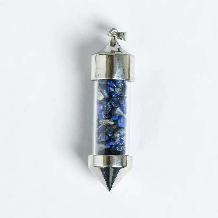 Bullet Shaped Crystal Chip Wishing Bottle Pendant