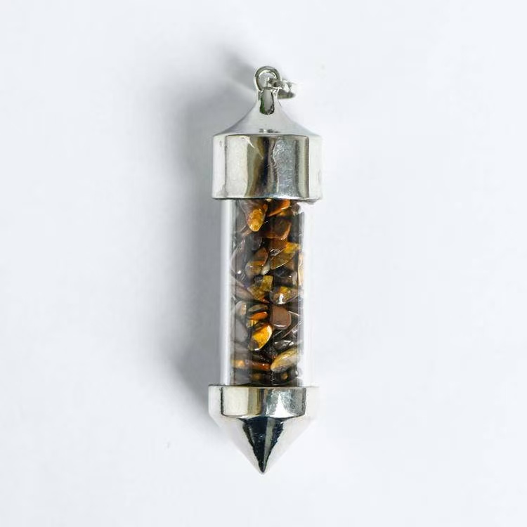 Bullet Shaped Crystal Chip Wishing Bottle Pendant