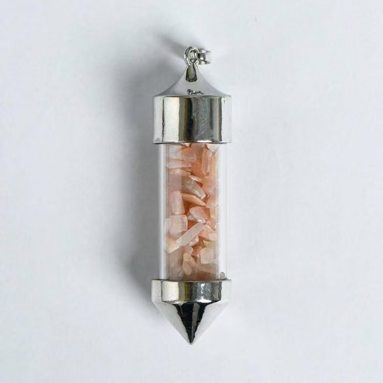 Bullet Shaped Crystal Chip Wishing Bottle Pendant