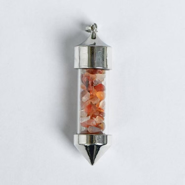 Bullet Shaped Crystal Chip Wishing Bottle Pendant