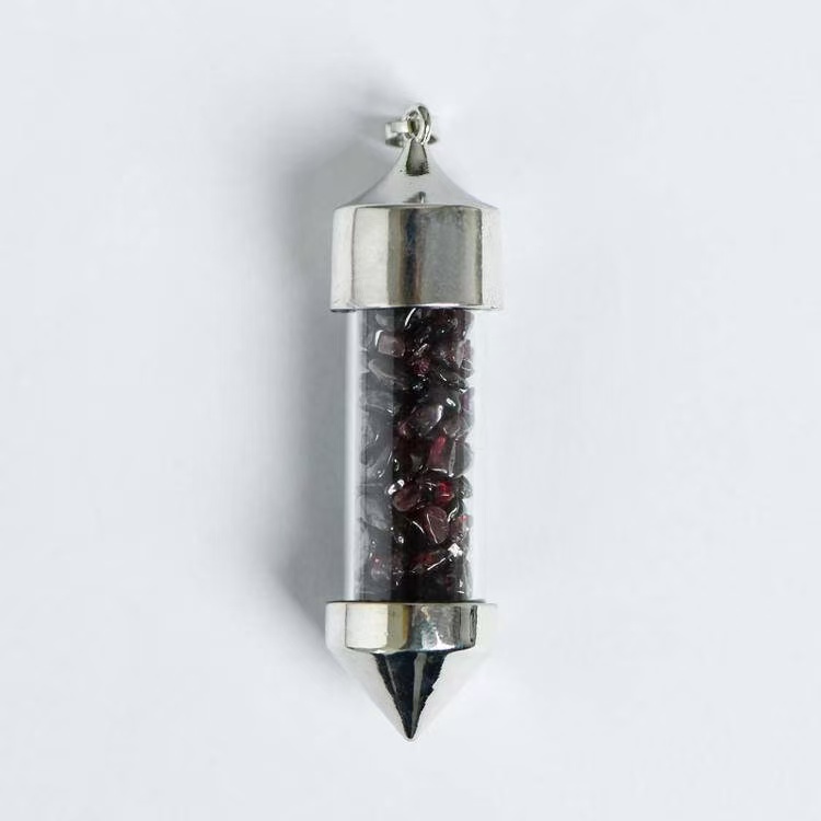 Bullet Shaped Crystal Chip Wishing Bottle Pendant