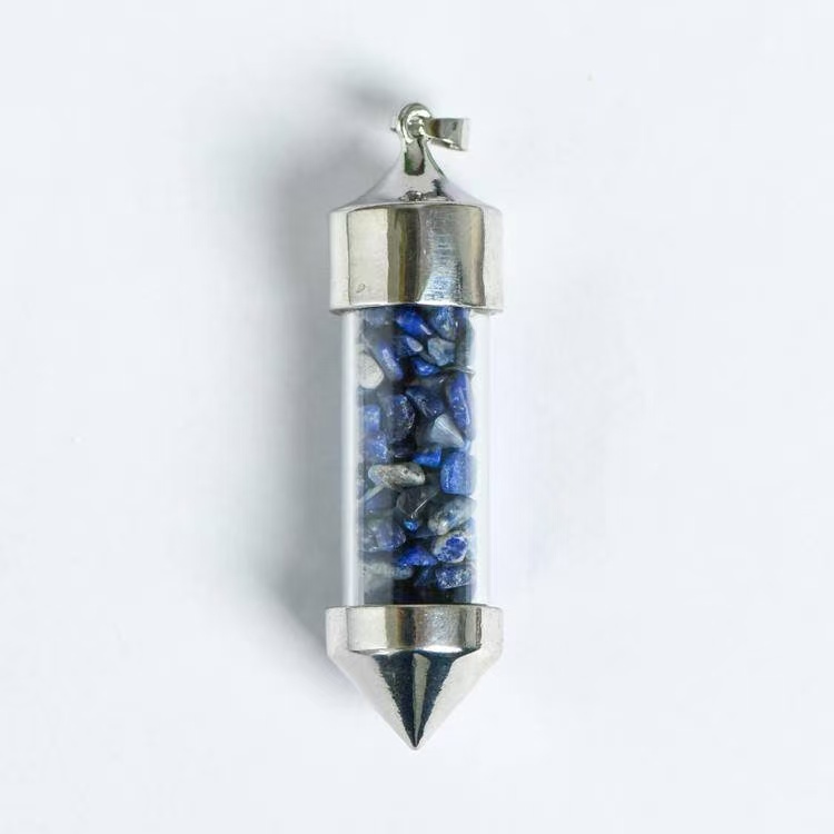 Bullet Shaped Crystal Chip Wishing Bottle Pendant