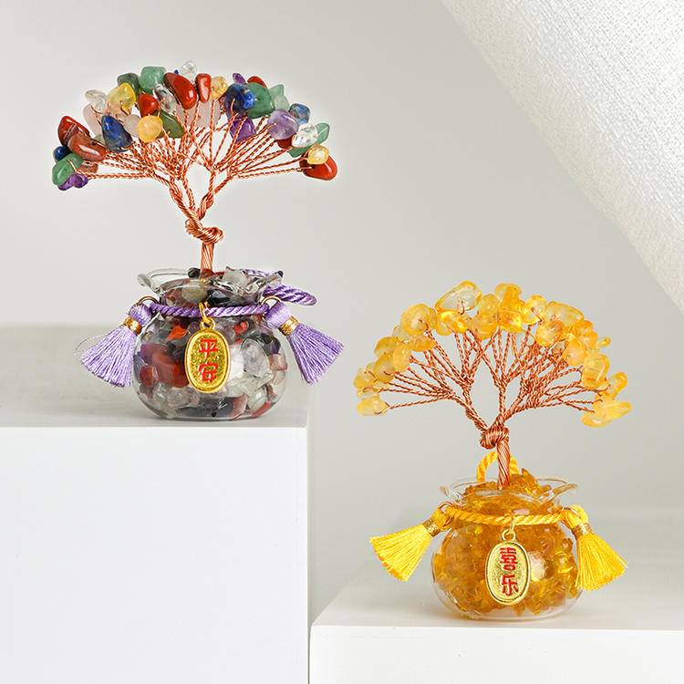 54-Head Lucky Fortune Tree in Glass Tank - Feng Shui Decor