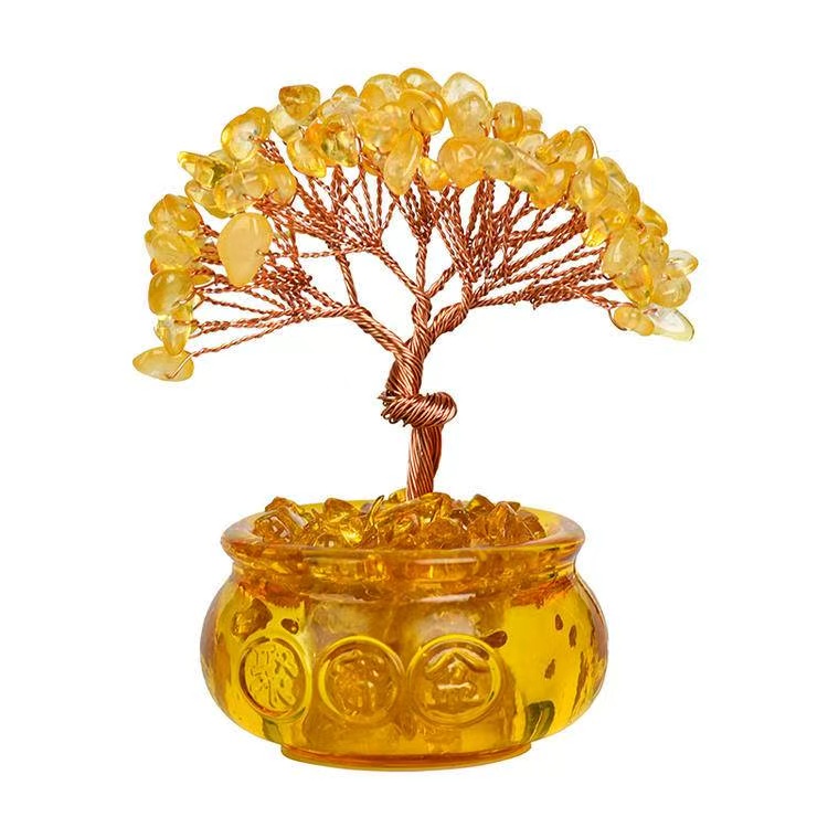 54-Head Lucky Fortune Tree in Glass Tank - Feng Shui Decor
