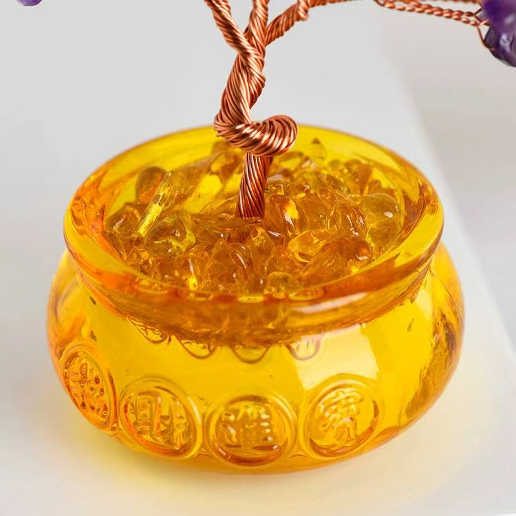 54-Head Lucky Fortune Tree in Glass Tank - Feng Shui Decor
