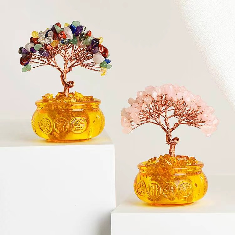 54-Head Lucky Fortune Tree in Glass Tank - Feng Shui Decor