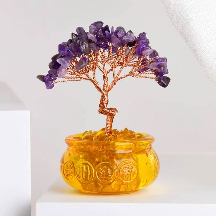 54-Head Lucky Fortune Tree in Glass Tank - Feng Shui Decor