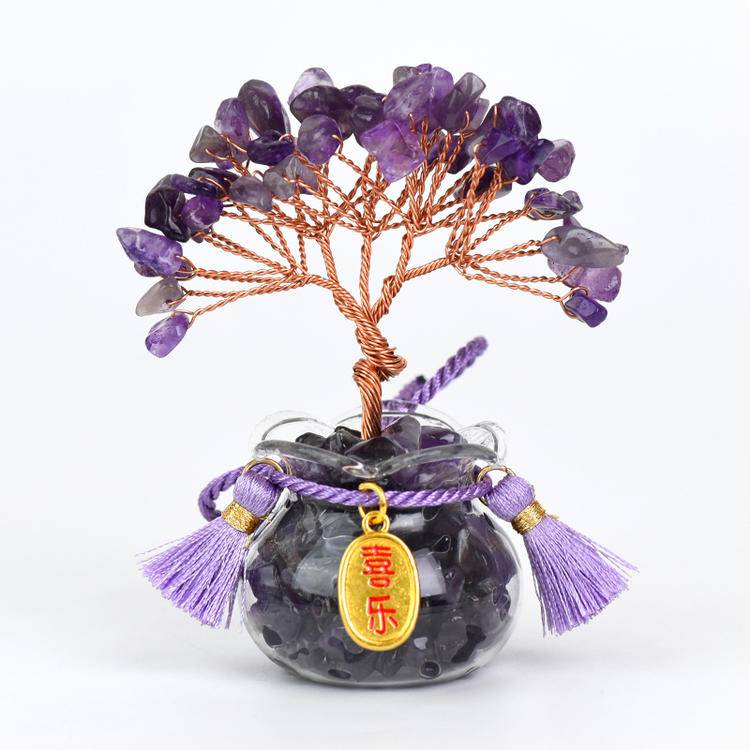 54-Head Lucky Fortune Tree in Glass Tank - Feng Shui Decor