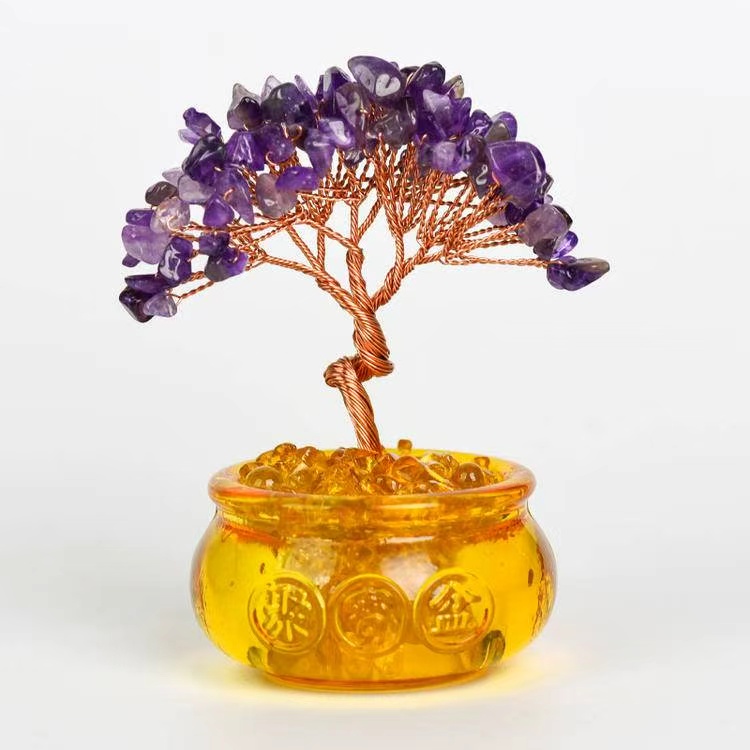 54-Head Lucky Fortune Tree in Glass Tank - Feng Shui Decor