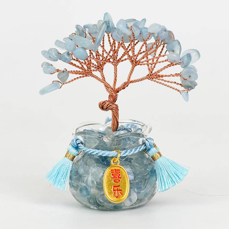 54-Head Lucky Fortune Tree in Glass Tank - Feng Shui Decor