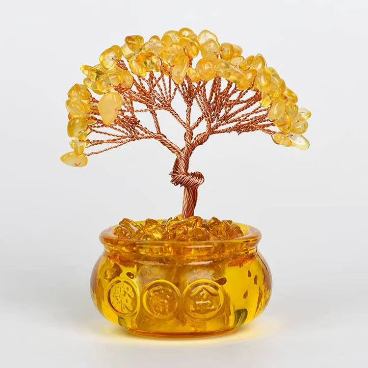 54-Head Lucky Fortune Tree in Glass Tank - Feng Shui Decor