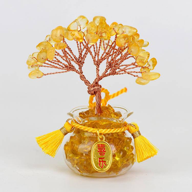 54-Head Lucky Fortune Tree in Glass Tank - Feng Shui Decor