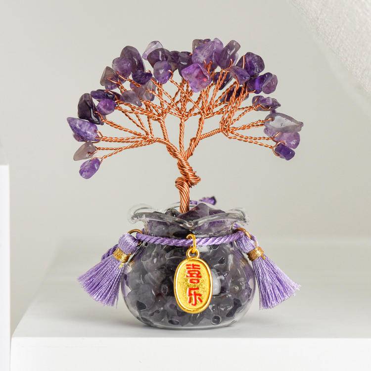 54-Head Lucky Fortune Tree in Glass Tank - Feng Shui Decor