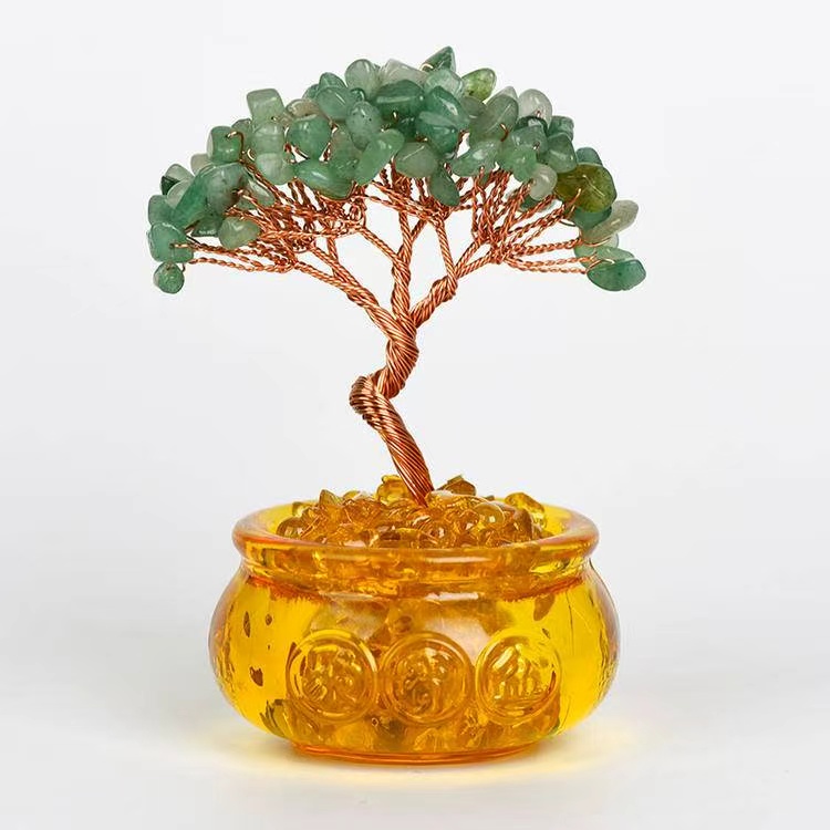 54-Head Lucky Fortune Tree in Glass Tank - Feng Shui Decor