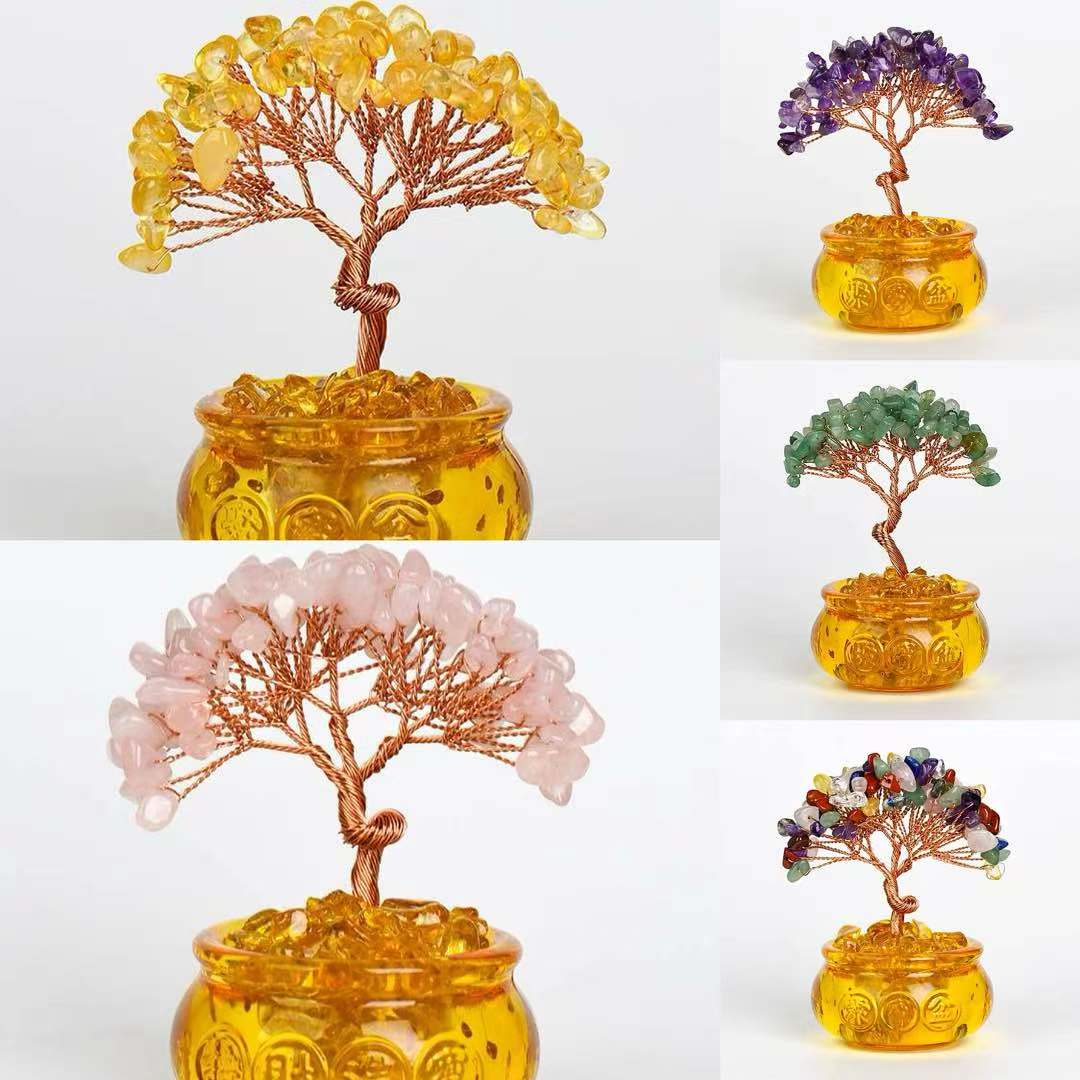 54-Head Lucky Fortune Tree in Glass Tank - Feng Shui Decor
