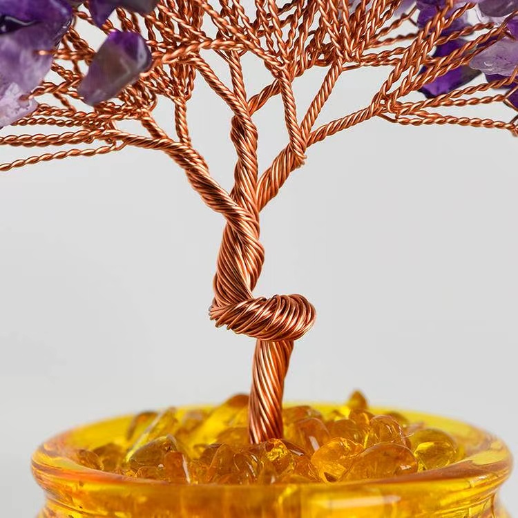 54-Head Lucky Fortune Tree in Glass Tank - Feng Shui Decor