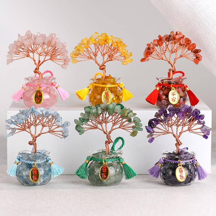 54-Head Lucky Fortune Tree in Glass Tank - Feng Shui Decor