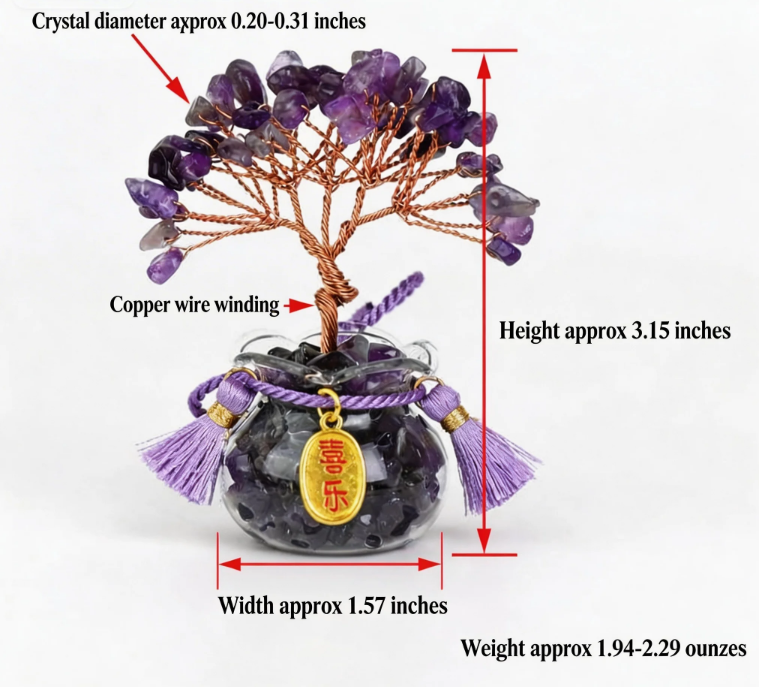 54-Head Lucky Fortune Tree in Glass Tank - Feng Shui Decor