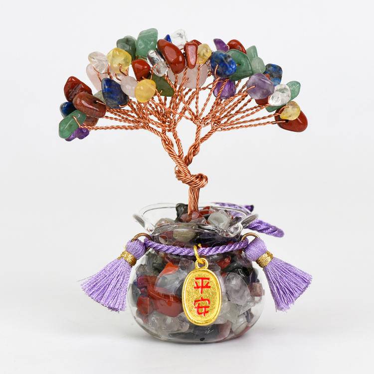 54-Head Lucky Fortune Tree in Glass Tank - Feng Shui Decor