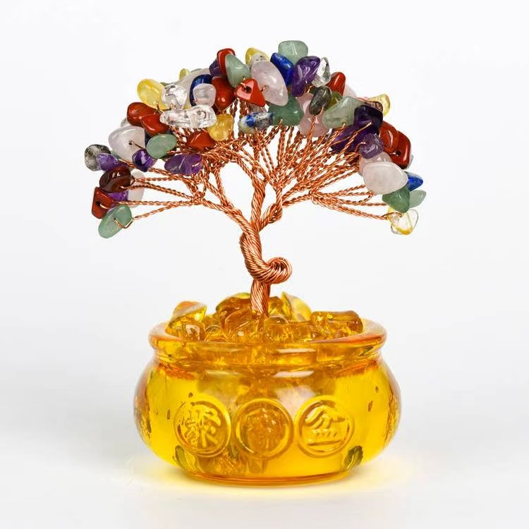 54-Head Lucky Fortune Tree in Glass Tank - Feng Shui Decor