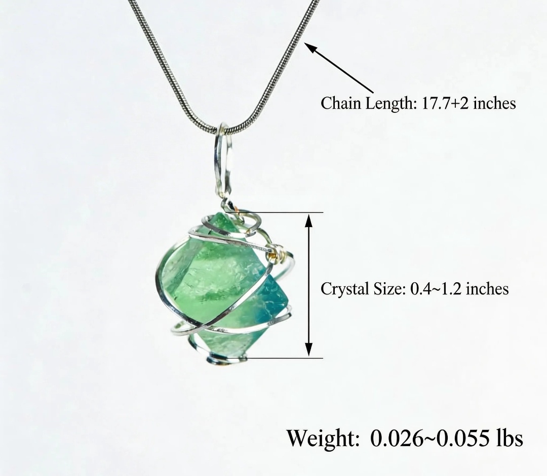 Hand-Forged Fluorite Flash Diamond Pendant | Artisan Wire-Wrapped Statement Necklace