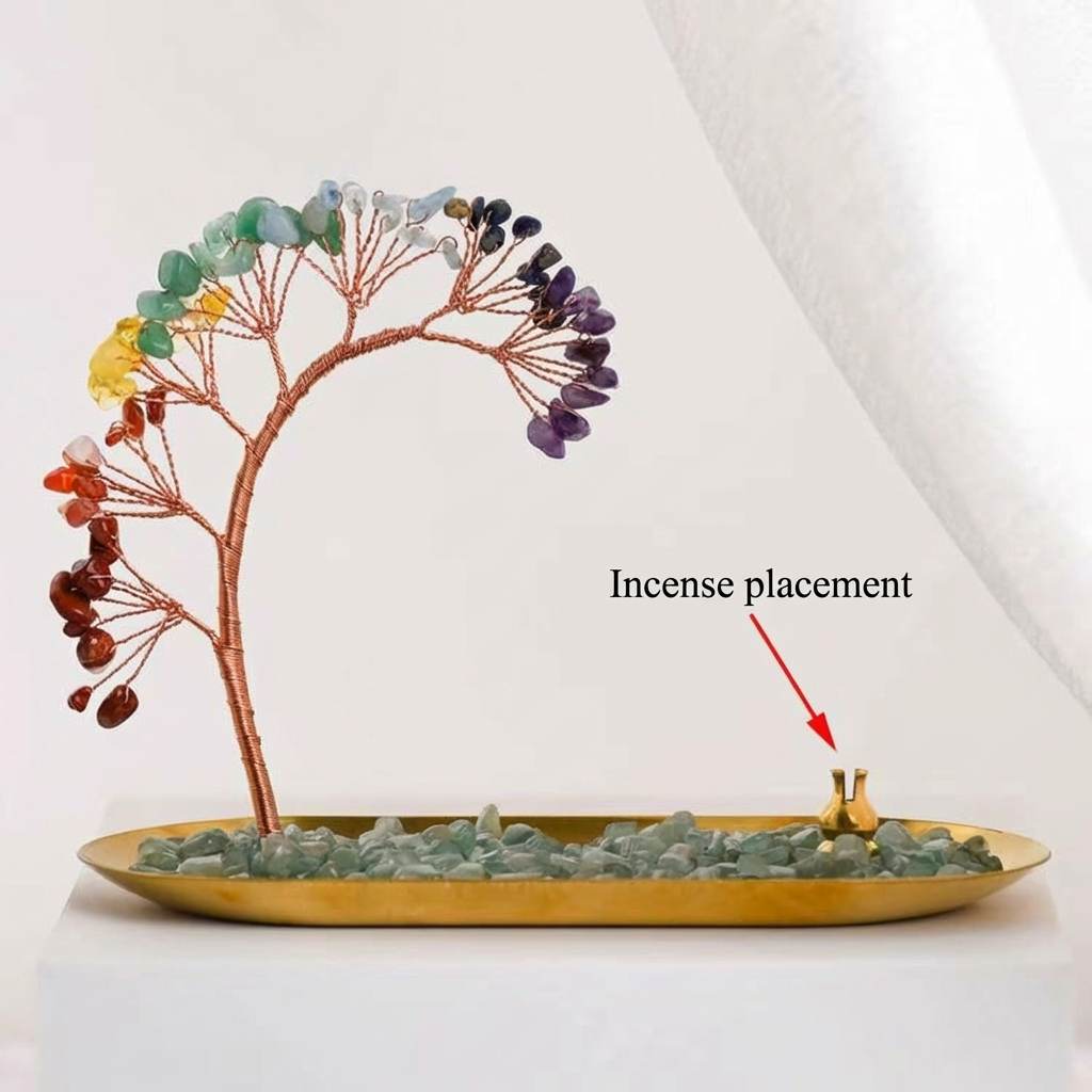 63-Head Tree of Life Incense Holder with Brass Base - Spiritual Home Decor| Relaxing Brass Base| Brass Base Meditation Decor