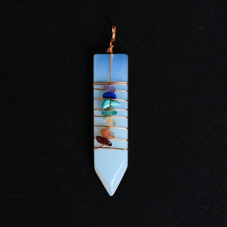 Wrapped Seven Chakra Arrow Pendant
