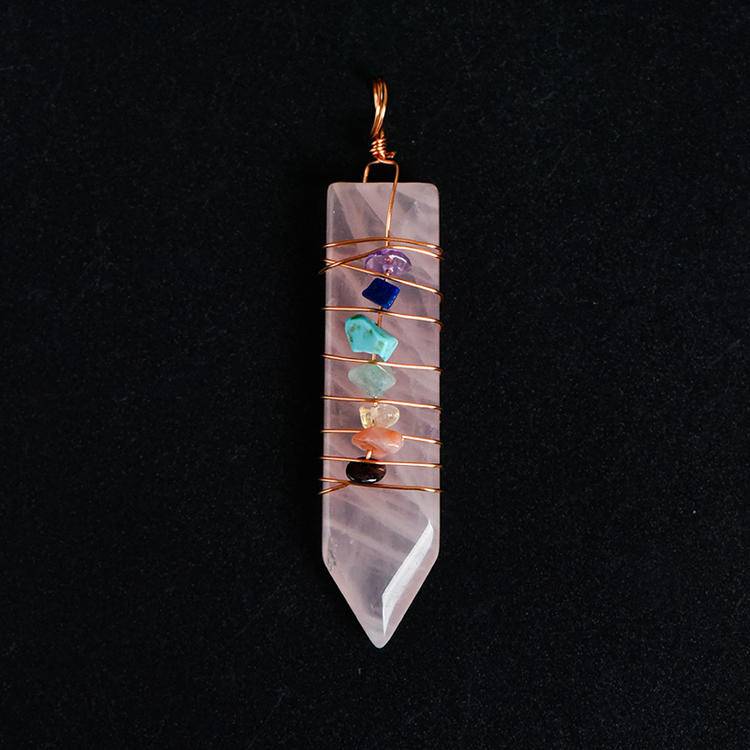 Wrapped Seven Chakra Arrow Pendant