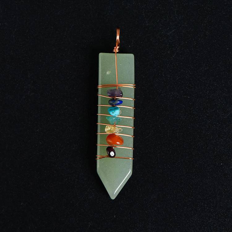 Wrapped Seven Chakra Arrow Pendant