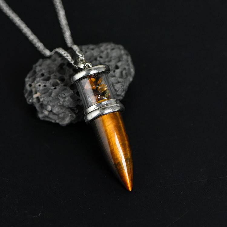 Bullet-shaped stone pendant
