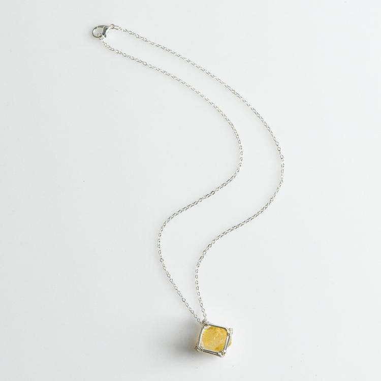 Wire Wrapped Raw Stone Pendant |Natural Sugar Cube Crystal Necklace