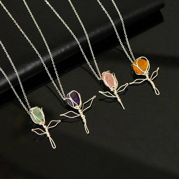 Raw Stone Silk-Carved Rose Pendant | Natural Rough Diamond & Filigree Necklace