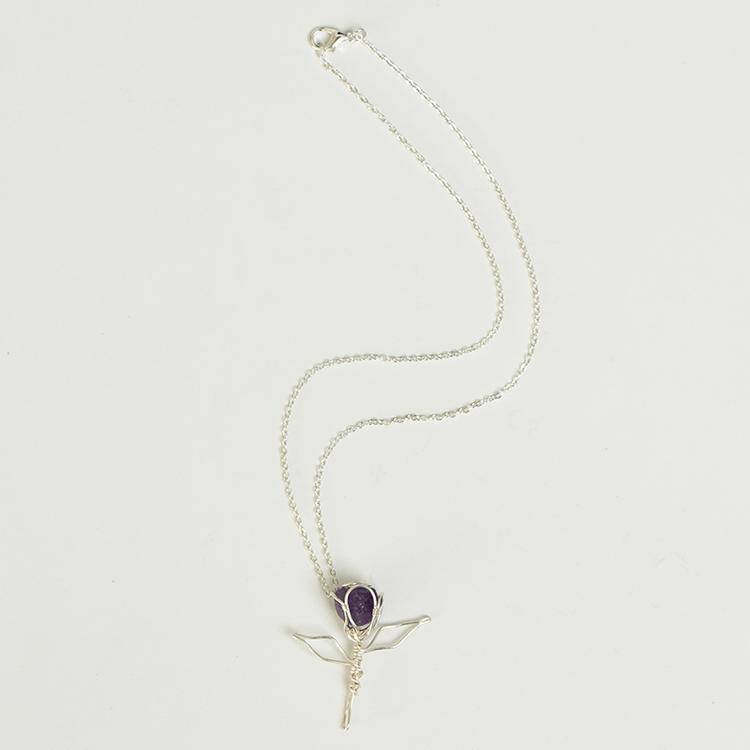 Raw Stone Silk-Carved Rose Pendant | Natural Rough Diamond & Filigree Necklace
