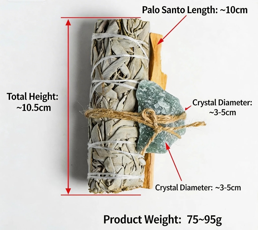 Sage, Palo Santo & Raw Stone Healing Set | Natural Spiritual Purification Kit