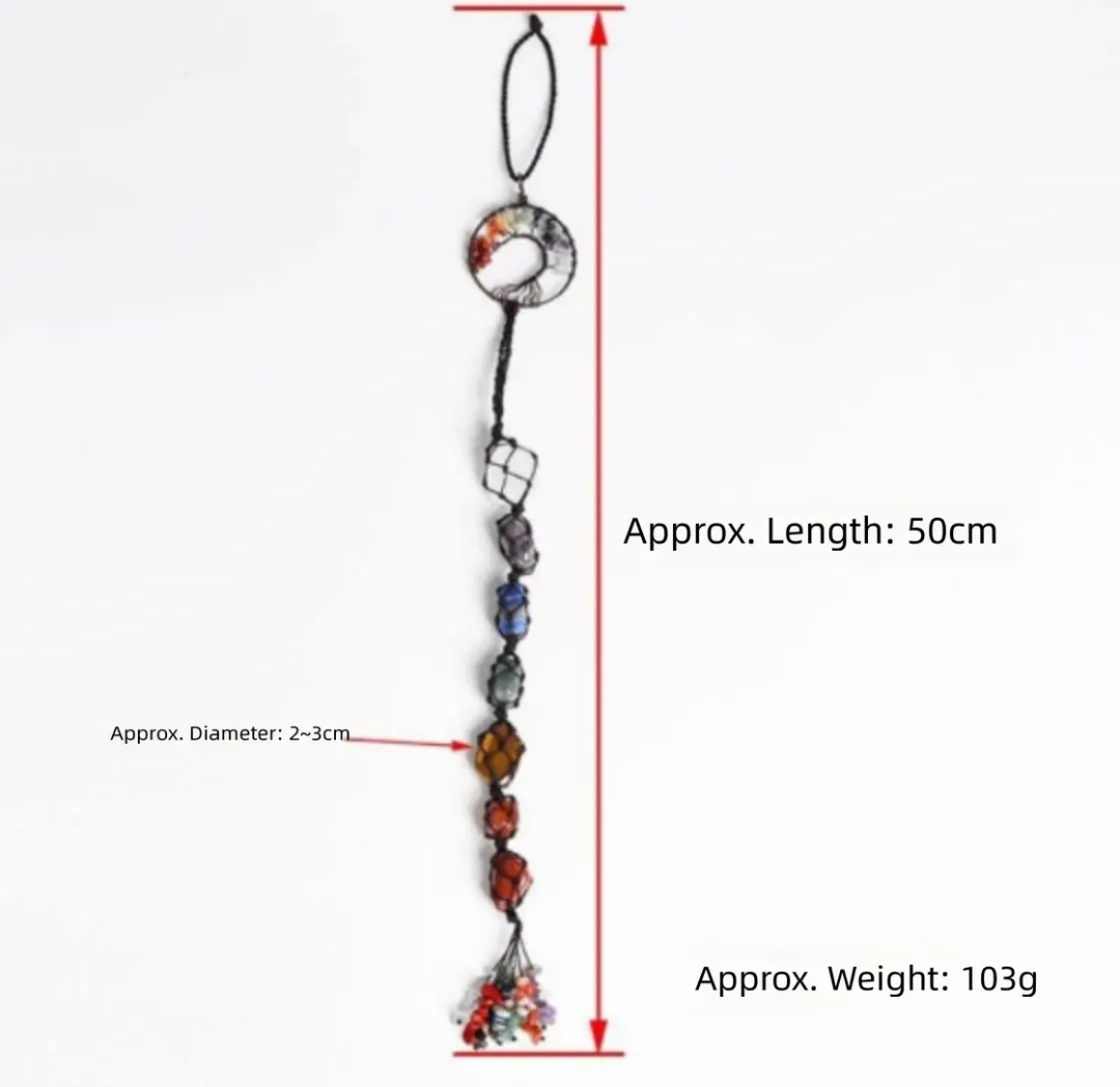 Rainbow Crystal Chips Life Tree Hanging Ornament - Natural Raw Stone Woven Wall Decor