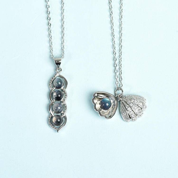 Wire-Wrapped Moonstone Pendant | Natural Shell & Petal Stone Necklace for Boho Jewelry