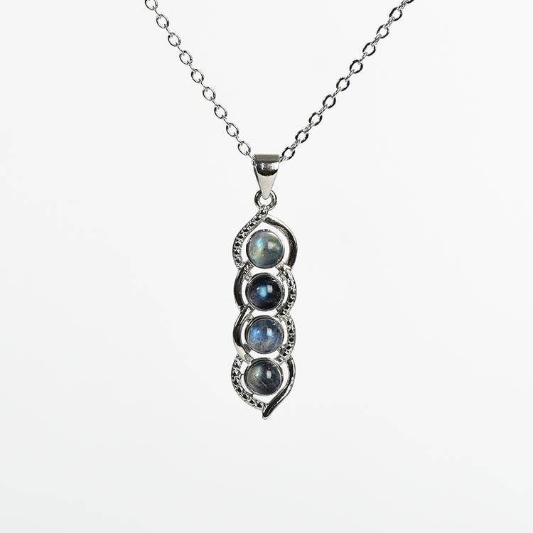 Wire-Wrapped Moonstone Pendant | Natural Shell & Petal Stone Necklace for Boho Jewelry