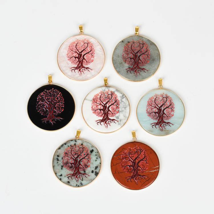 Hand-Painted Crystal Pendants | Spiritual Art Jewelry for Healing & Meditation