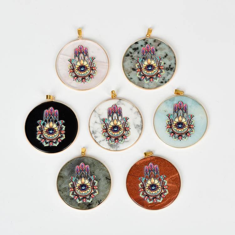 Hand-Painted Crystal Pendants | Spiritual Art Jewelry for Healing & Meditation