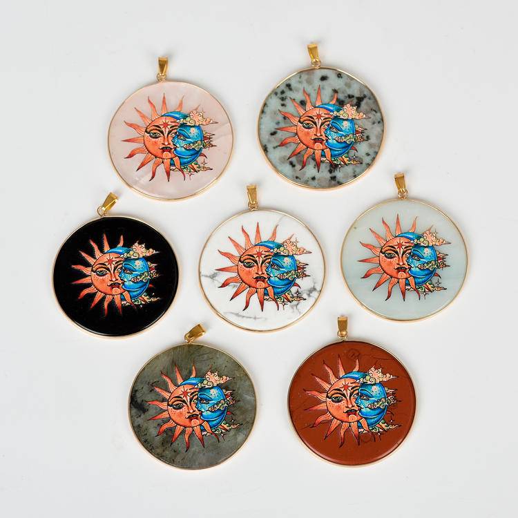 Hand-Painted Crystal Pendants | Spiritual Art Jewelry for Healing & Meditation
