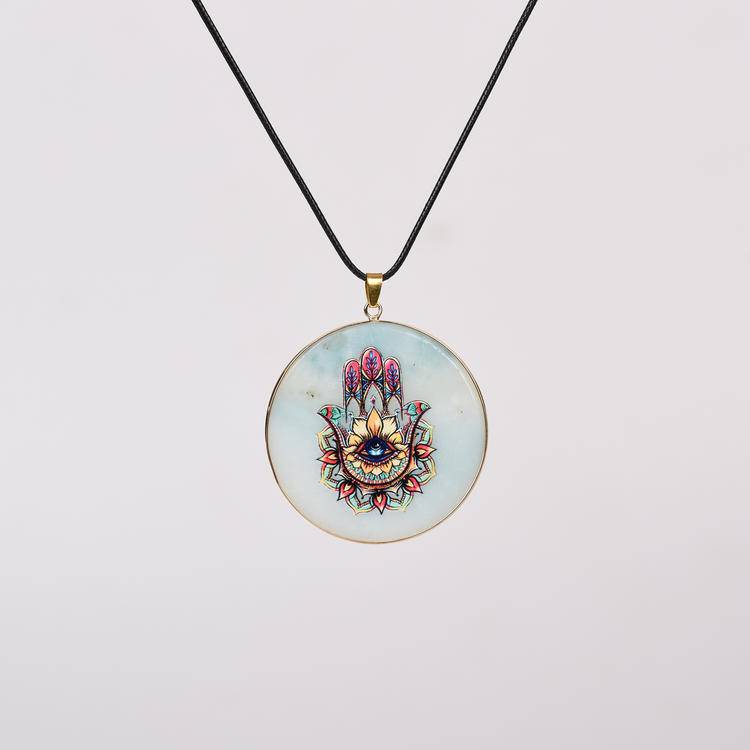 Hand-Painted Crystal Pendants | Spiritual Art Jewelry for Healing & Meditation