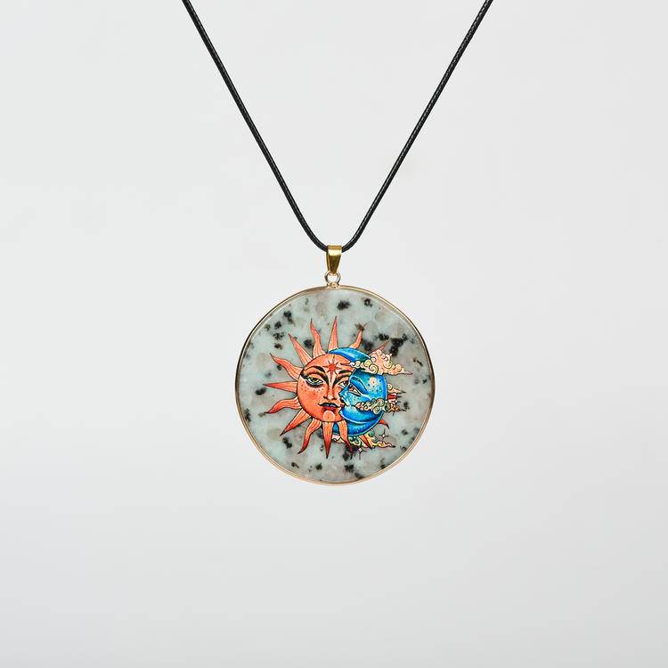 Hand-Painted Crystal Pendants | Spiritual Art Jewelry for Healing & Meditation